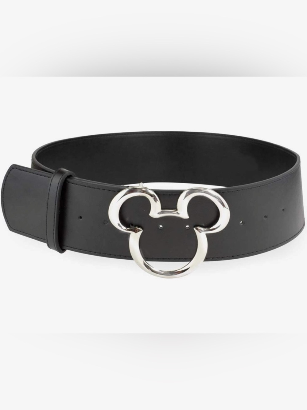 NWT Disney Black Wide Buckle Down Belt With Mickey Mouse Buckle -- L - Picture 2 of 6